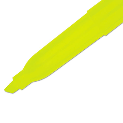 Pocket Style Highlighters, Fluorescent Yellow Ink, Chisel Tip, Yellow Barrel, Dozen - Image 3