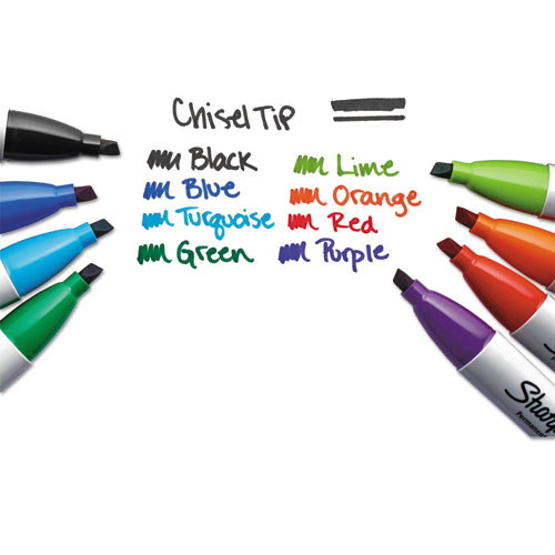 Chisel Tip Permanent Marker, Medium Chisel Tip, Assorted Colors, 8/Set - Image 4
