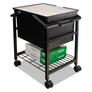Heavy-Duty File Shuttle, Metal, 1 Shelf, 17.13" x 14.25" x 20", Black