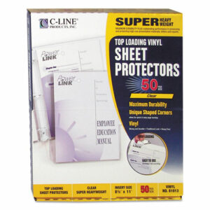 Vinyl Sheet Protectors, Super Heavy-Duty, Side: 3-Hole Punched, Top Load 8.5 x 11 Insert, Clear Front, 50/Box