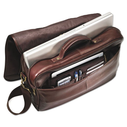 Leather Flapover Case, Fits Devices Up to 15.6", Leather, 16 x 6 x 13, Brown - Image 2
