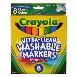 Ultra-Clean Washable Markers, Broad Bullet Tip, Assorted Colors, 8/Pack