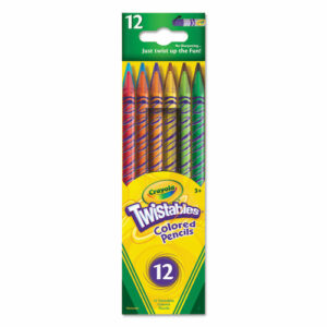 Twistables Colored Pencils, 2 mm, 2B, Assorted Lead and Barrel Colors, Dozen