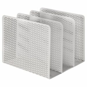 Urban Collection Punched Metal File Sorter, 3 Sections, Letter Size Files, 8" x 8" x 7.25", White