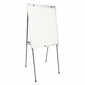 7520016421219, SKILCRAFT Four-Leg Steel Presentation Easel, 29" x 40", White Surface, Silver/Black Aluminum Frame