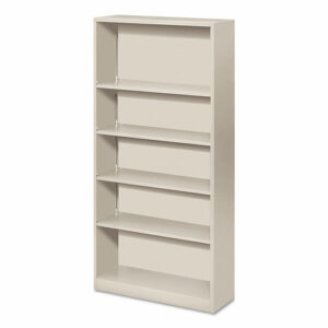Metal Bookcase, Five-Shelf, 34.5w x 12.63d x 71h, Light Gray