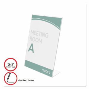 Superior Image Slanted Sign Holder, Portrait, 5 x 7 Insert, Clear