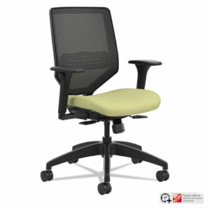 Solve Series Mesh Back Task Chair, Supports Up to 300 lb, 16" to 22" Seat Height, Meadow Seat, Black Back/Base