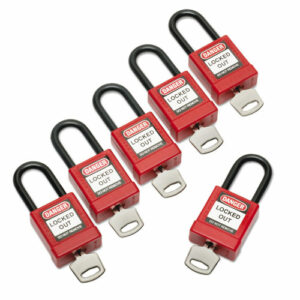 5340016502636, SKILCRAFT Lockout Tagout Padlocks, 1 Set of 6 Keyed Alike