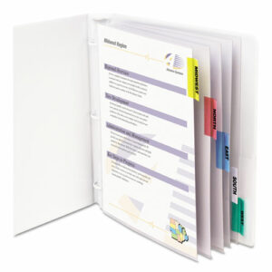 Sheet Protectors with Five Assorted Index Tabs, Heavy-Duty, Side: 3-Hole Punched, Top Load 8.5 x 11 Insert, Clear, 5/Set