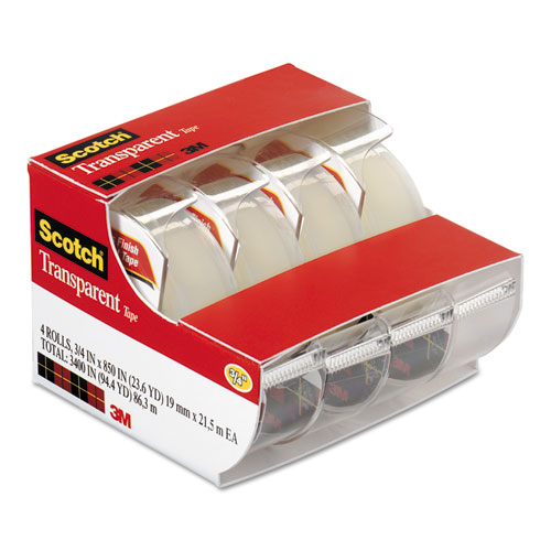 Transparent Tape In Handheld Dispenser, 1" Core, 0.75" x 70.83 ft, Transparent, 4/Pack - Image 3