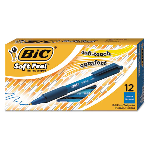 Soft Feel Ballpoint Pen, Retractable, Medium 1 mm, Blue Ink, Blue Barrel, Dozen - Image 3