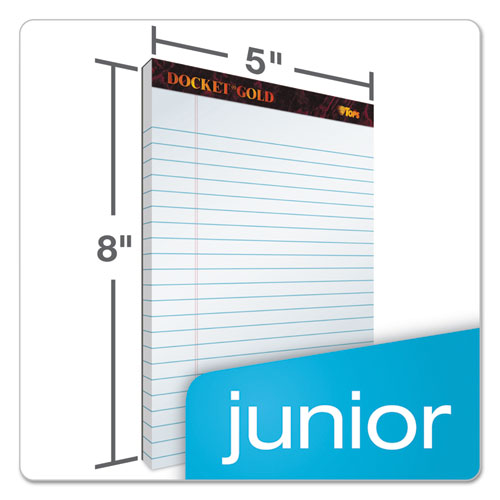 Docket Gold Ruled Perforated Pads, Narrow Rule, 50 White 5 x 8 Sheets, 12/Pack - Image 5