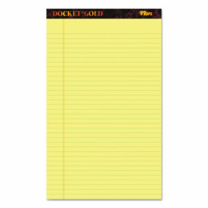 Docket Gold Ruled Perforated Pads, Wide/Legal Rule, 50 Canary-Yellow 8.5 x 14 Sheets, 12/Pack