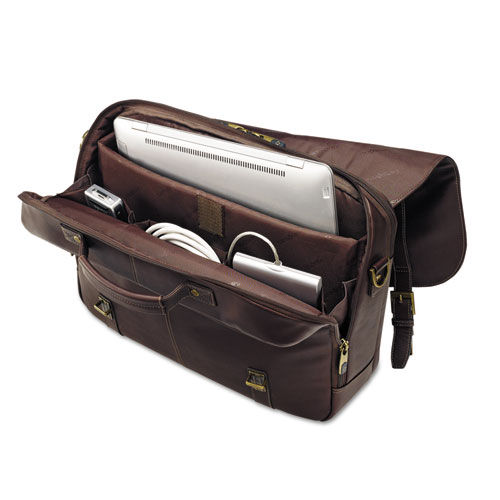 Leather Flapover Case, Fits Devices Up to 15.6", Leather, 16 x 6 x 13, Brown - Image 3