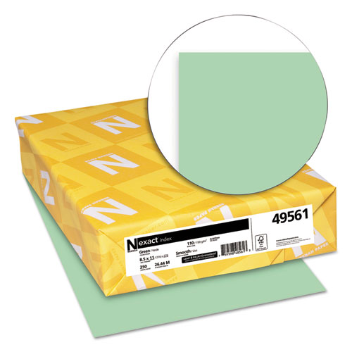 Exact Index Card Stock, 110 lb Index Weight, 8.5 x 11, Green, 250/Pack - Image 2