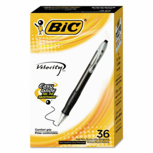 Velocity Easy Glide Ballpoint Pen Value Pack, Retractable, Medium 1 mm, Black Ink, Black Barrel, 36/Pack