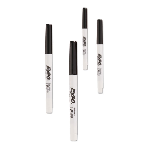 Low-Odor Dry-Erase Marker, Extra-Fine Bullet Tip, Black, 4/Pack - Image 3