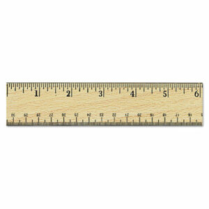 Flat Wood Ruler w/Double Metal Edge, Standard, 12" Long, Clear Lacquer Finish