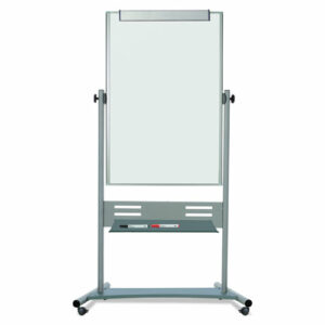 Revolver Easel, Vertical Orientation, 35.4" x 47.2", White Surface, Satin Aluminum Frame