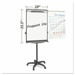 Tripod Extension Bar Magnetic Gold Ultra Dry Erase Easel, 30" x 36", White Surface, Black/Satin Aluminum Frame