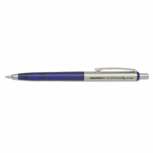 7520016558504, SKILCRAFT Stainless Elite Mechanical Pencil, 0.7 mm, F (#2.5), Black Lead, Blue/Silver Barrel, 3/Pack