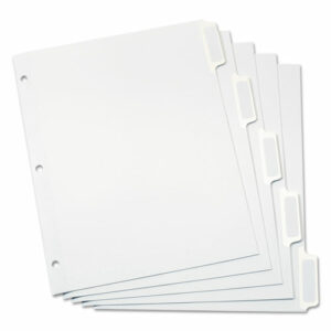Custom Label Tab Dividers with Self-Adhesive Tab Labels, 5-Tab, 11 x 8.5, White, 25 Sets