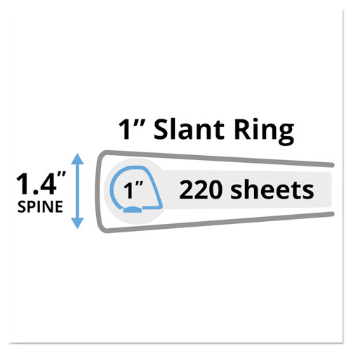 Durable View Binder with DuraHinge and Slant Rings, 3 Rings, 1" Capacity, 11 x 8.5, Blue - Image 2