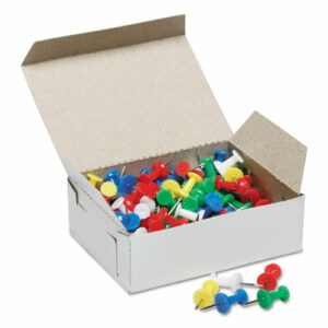 7510012073978, SKILCRAFT Color Push Pins, Plastic, Assorted, 0.38", 100/Box