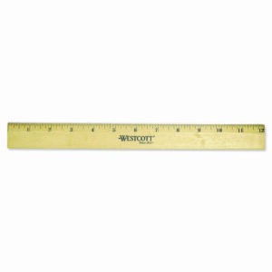 Wood Ruler with Single Metal Edge, Standard, 12" Long