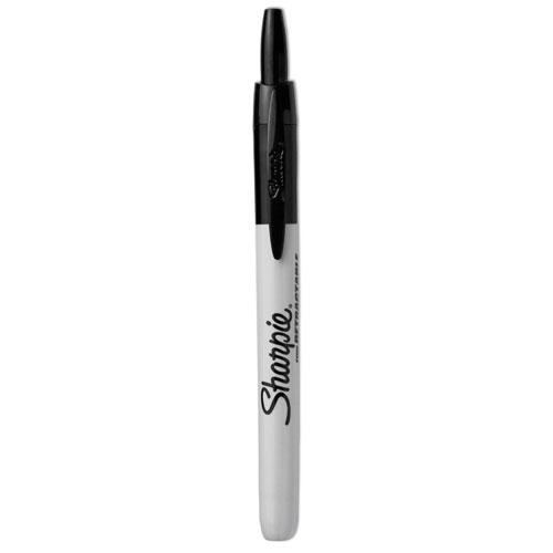Retractable Permanent Marker, Fine Bullet Tip, Black - Image 2