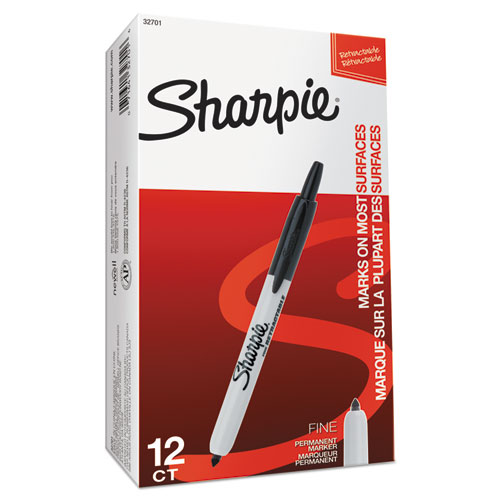 Retractable Permanent Marker, Fine Bullet Tip, Black - Image 4