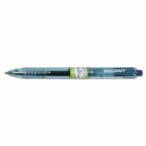 7520016580392, SKILCRAFT Eco-Bottle Gel Pen, Retractable, Medium 0.7 mm, Blue Ink, Translucent Blue Barrel, Dozen