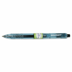 7520016580393, SKILCRAFT Eco-Bottle Gel Pen, Retractable, Medium 0.7 mm, Black Ink, Translucent Black Barrel, Dozen