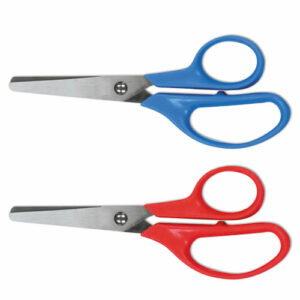 Kids' Scissors, Rounded Tip, 5" Long, 1.75" Cut Length, Straight Assorted Color Handles, 2/Pack