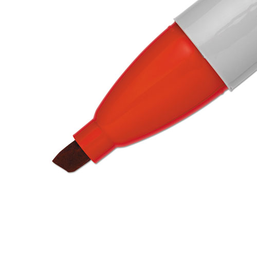 Chisel Tip Permanent Marker, Medium Chisel Tip, Red, Dozen - Image 4