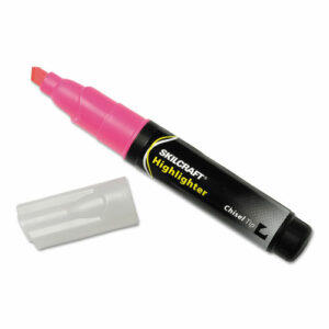 7520004607598, SKILCRAFT Large Fluorescent Highlighter, Fluorescent Pink Ink, Chisel Tip, Black/Pink Barrel, Dozen