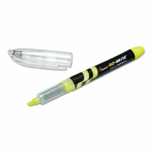 7520014612662, SKILCRAFT go-brite Liquid Highlighters, Fluorescent Yellow Ink, Chisel Tip, Black/Yellow/Clear Barrel, 6/Pack
