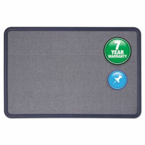 Contour Fabric Bulletin Board, 36" x 24", Light Blue Surface, Navy Blue Plastic Frame