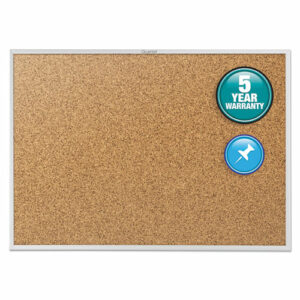 Classic Series Cork Bulletin Board, 60" x 36", Tan Surface, Anodized Aluminum Frame