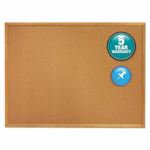 Classic Series Cork Bulletin Board, 36" x 24", Tan Surface, Oak Finished Fiberboard (MDF) Frame