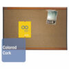 Prestige Colored Cork Bulletin Board, 36" x 24", Brown Surface, Light Cherry Finished Fiberboard/Plastic Frame - Image 3