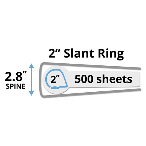 Durable View Binder with DuraHinge and Slant Rings, 3 Rings, 2" Capacity, 11 x 8.5, White, 4/Pack - Image 2