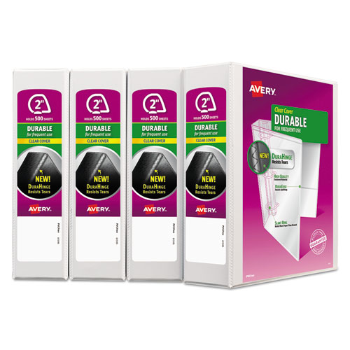 Durable View Binder with DuraHinge and Slant Rings, 3 Rings, 2" Capacity, 11 x 8.5, White, 4/Pack - Image 9