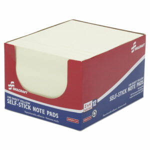 7530012865121, SKILCRAFT Self-Stick Note Pad, 3" x 4", Yellow, 100 Sheets/Pad, 12 Pads/Pack