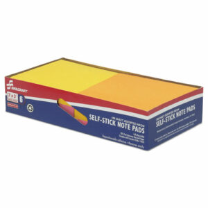 7530014181281, SKILCRAFT Self-Stick Note Pads, 3" x 3", Assorted Neon Colors, 100 Sheets/Pad, 6 Pads/Pack