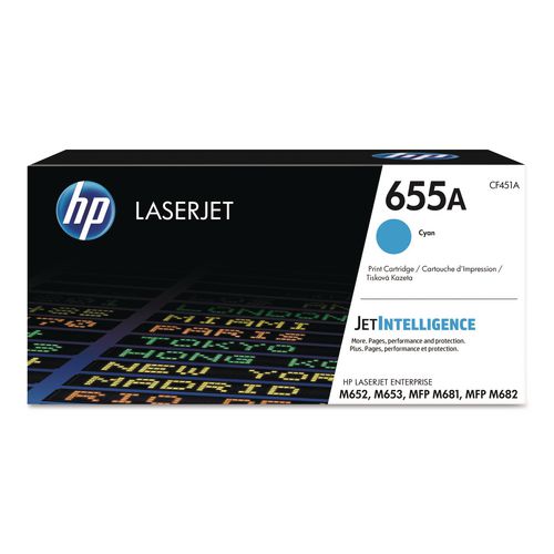 HP 655A, (CF451A) Cyan Original LaserJet Toner Cartridge