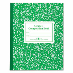 Grade School Ruled Composition Book, Grade 1 Manuscript Format, Green Marble Cover, (50) 9.75 x 7.75 Sheets