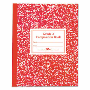 Grade School Ruled Composition Book, Grade 3 Manuscript Format, Red Marble Cover, (50) 9.75 x 7.75 Sheets