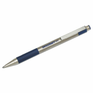 7520016661052, SKILCRAFT Zebra Ballpoint Pen, Retractable, Medium 1 mm, Blue Ink, Stainless Steel Barrel, 2/Pack